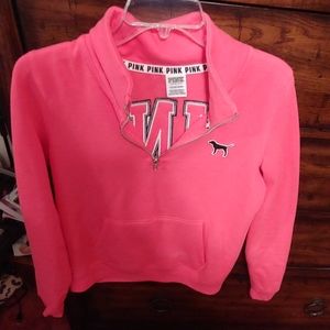 VICTORIA SECRET PINK HALF ZIP SWEATER SMALL
